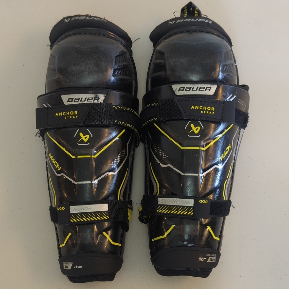 Bauer Black and Yellow Youth Hockey Shin Guards